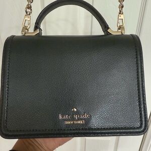 Kate Spade Dark Green Leather Shoulder Bag with Gold Accents